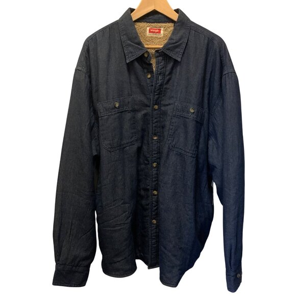 Wrangler Men's Sherpa-Lined Denim Shirt Jacket Button-Down Sz XL VTG Old Stock - Picture 5 of 12